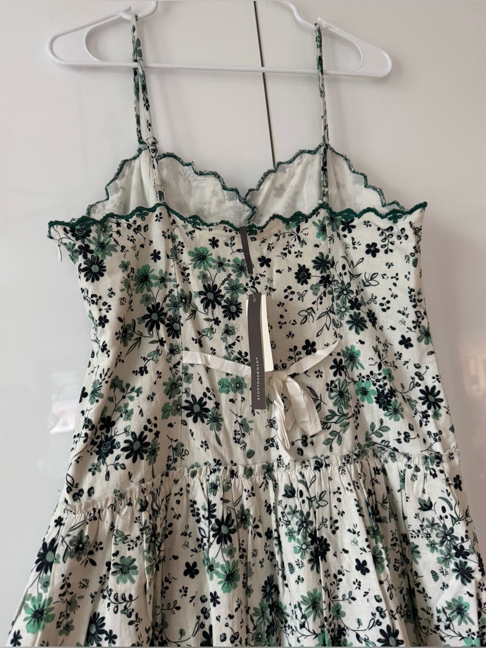 NWT Anthropologie Linen Cotton Drop Waist Midi Floral Adjustable Strap Dress - Picture 8 of 12